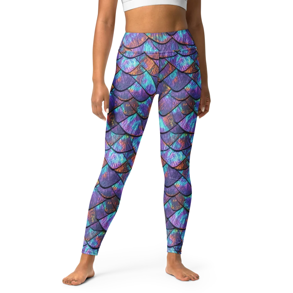 Aurora Scales on Yoga Leggings — Front