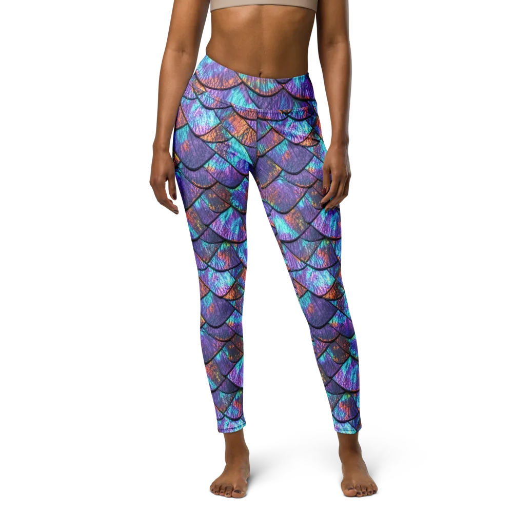 Aurora Scales on Yoga Leggings — Front