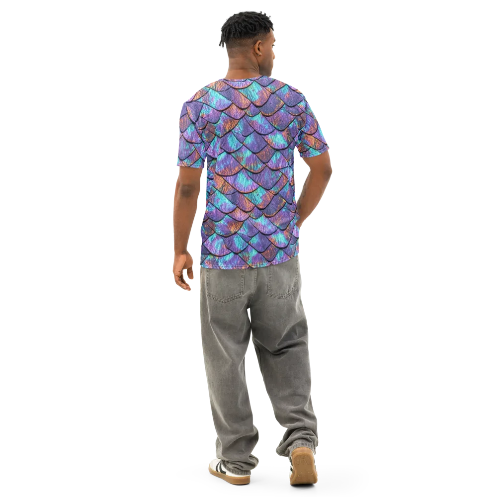 Aurora Scales on Men's Cotton Crew Neck T-Shirt — Back