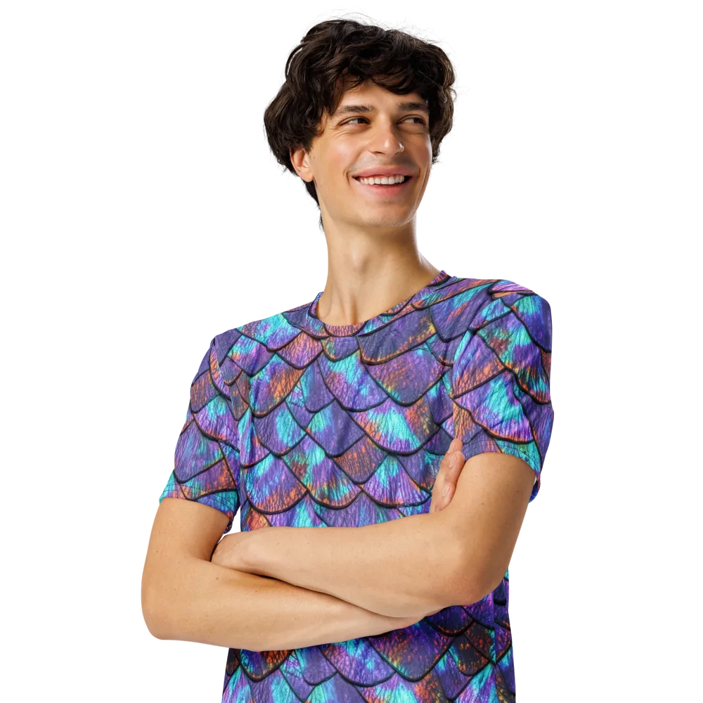 Aurora Scales on Men's Crew Neck T-Shirt — Left Front