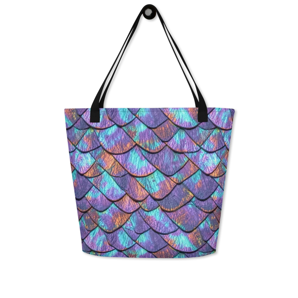 Aurora Scales on Large Tote Bag W/ Pocket — Front