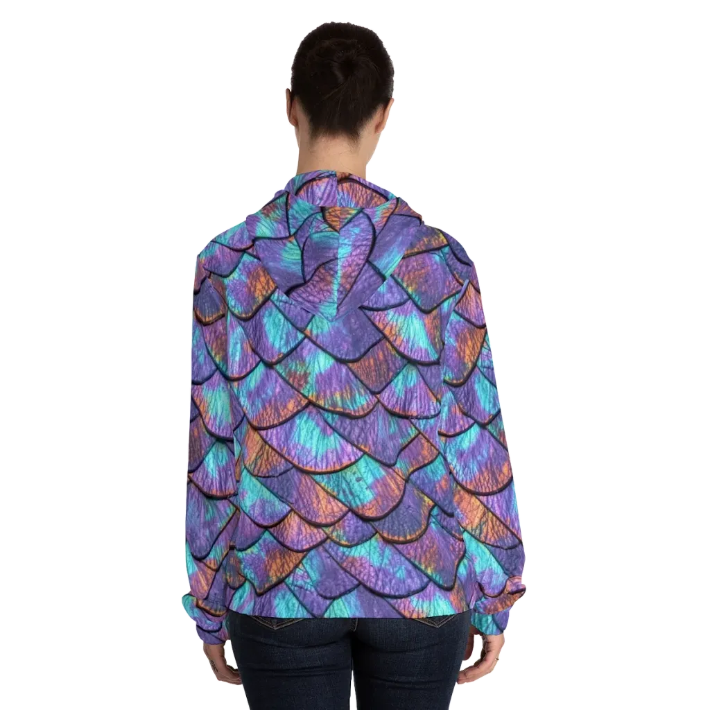 Aurora Scales on Women's Full-Zip Hoodie — Back On Person