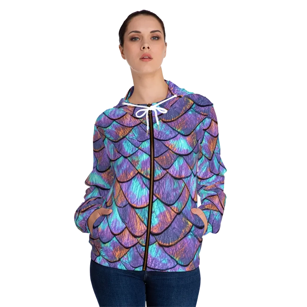 Aurora Scales on Women's Full-Zip Hoodie — Front On Person
