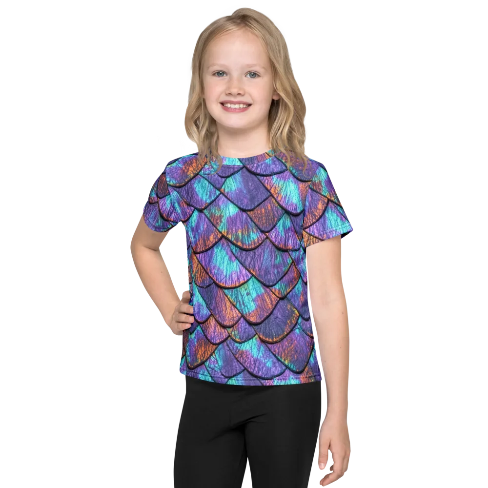 Aurora Scales on Kids Crew Neck T-Shirt — Front