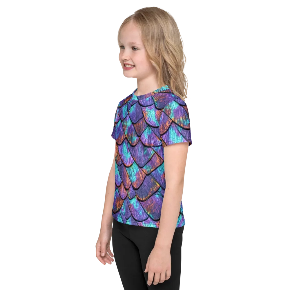 Aurora Scales on Kids Crew Neck T-Shirt — Left