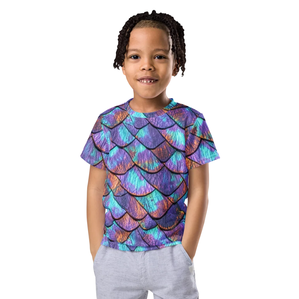 Aurora Scales on Kids Crew Neck T-Shirt — Front