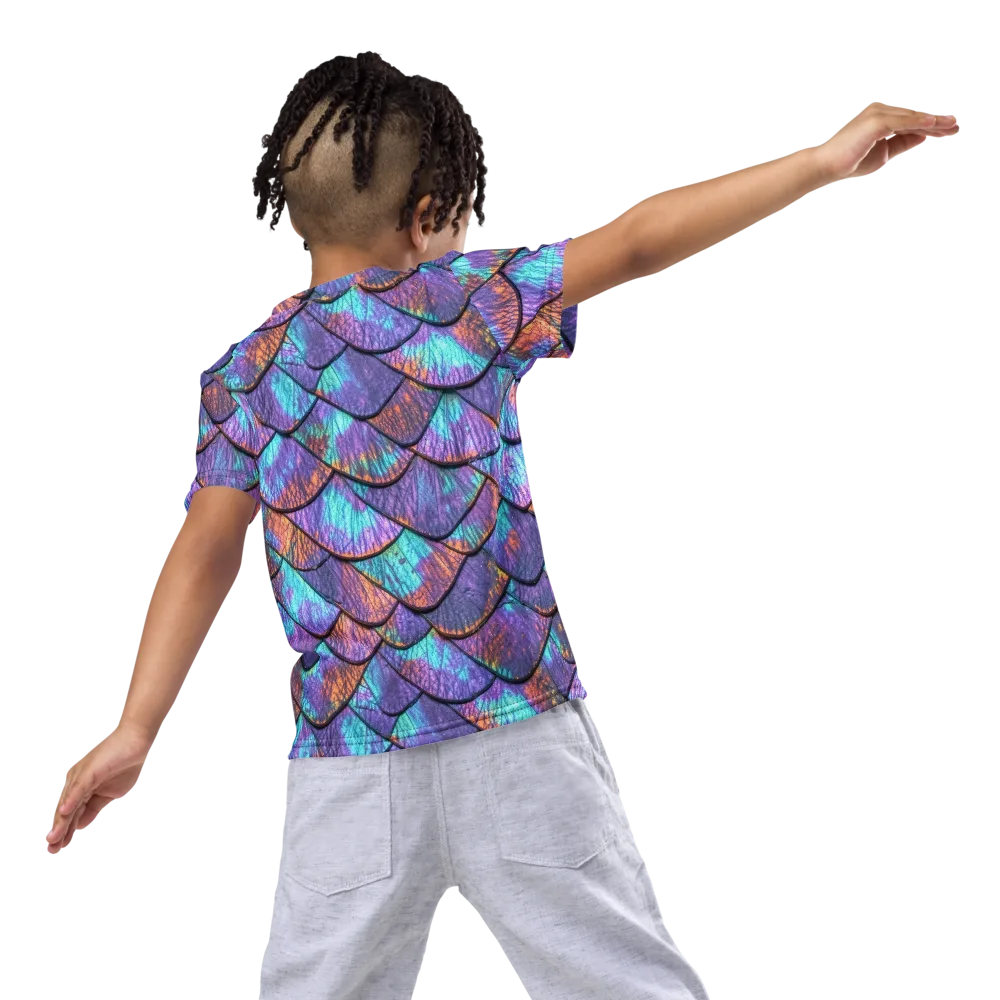 Aurora Scales on Kids Crew Neck T-Shirt — Back