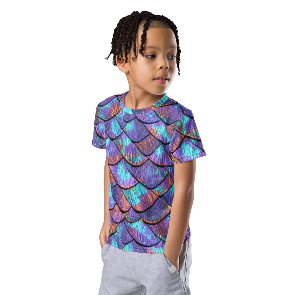 Aurora Scales on Kids Crew Neck T-Shirt — Left Front