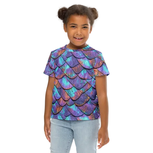 Aurora Scales on a Kids Crew Neck T-Shirt