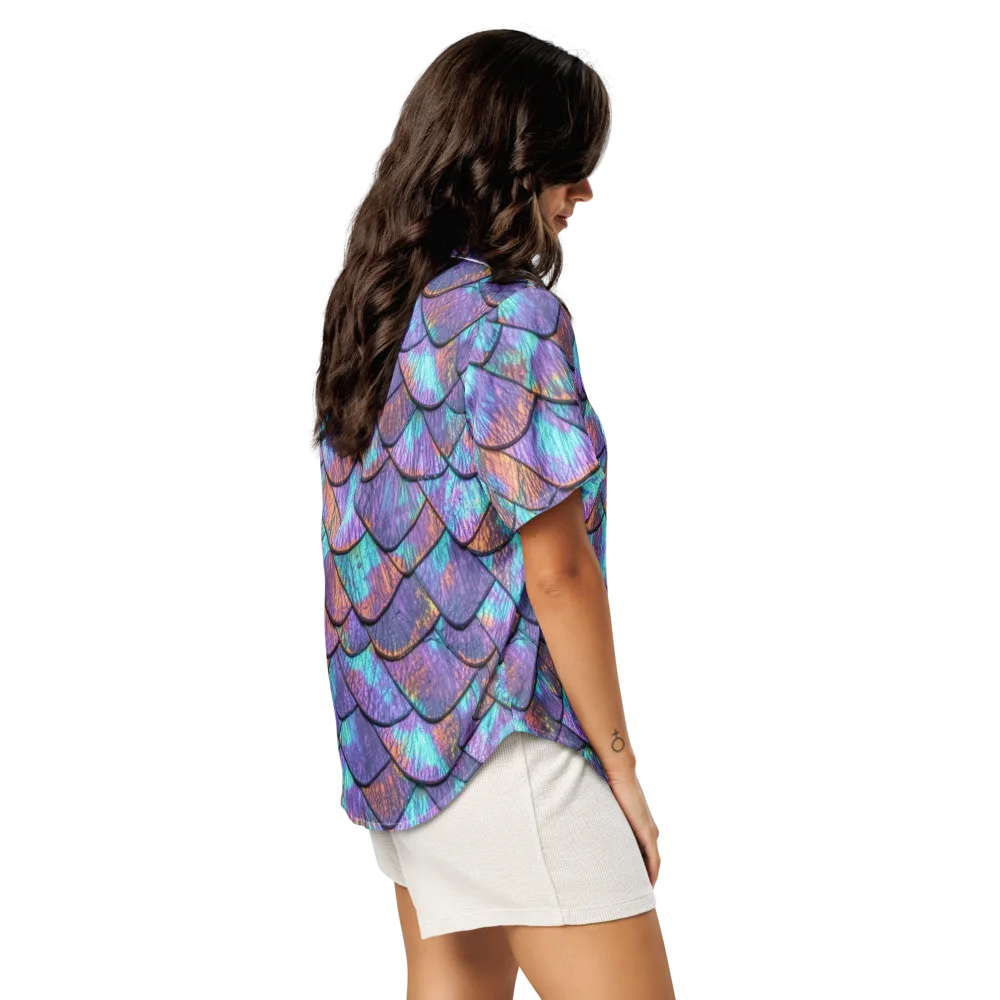 Aurora Scales on Women's Short Sleeve Pajama Top — Right Back