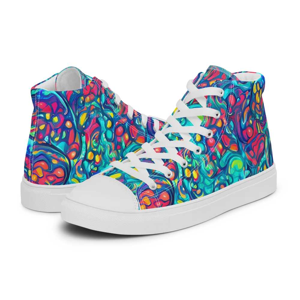 Turbulent Jewel on Men's High Top Canvas Shoes — Left