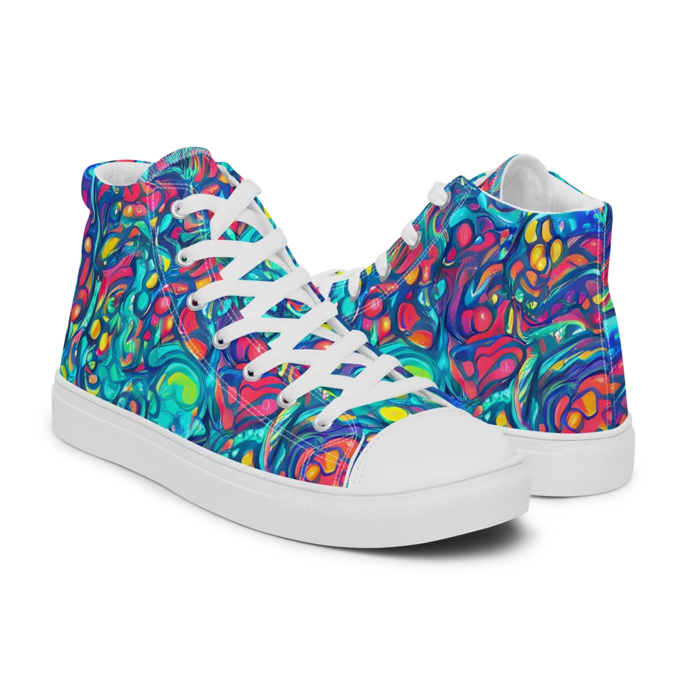 Turbulent Jewel on Men's High Top Canvas Shoes — Right