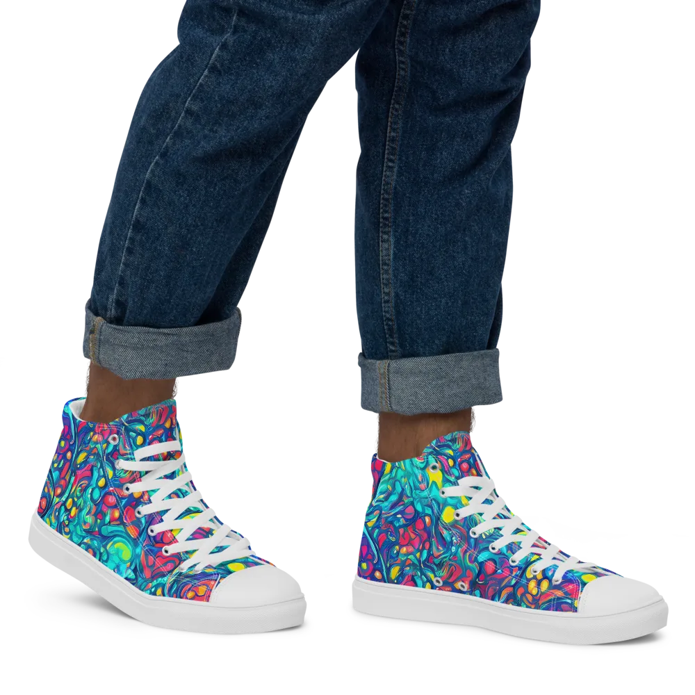 Turbulent Jewel on Men's High Top Canvas Shoes — Right