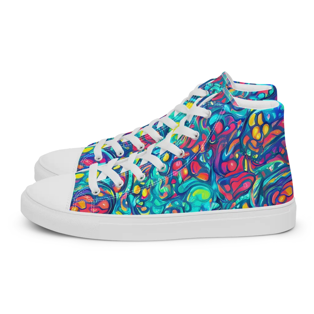 Turbulent Jewel on Women's High Top Canvas Shoes — Left