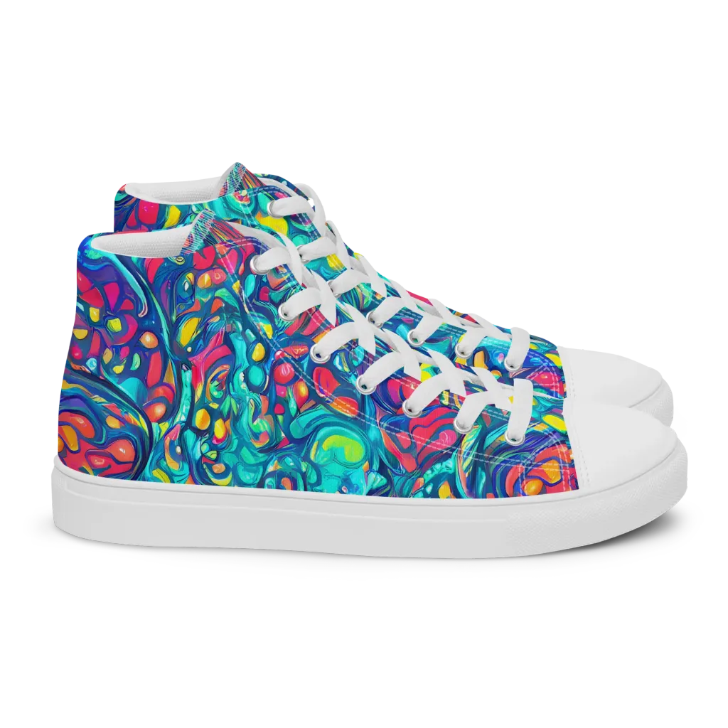 Turbulent Jewel on Women's High Top Canvas Shoes — Right