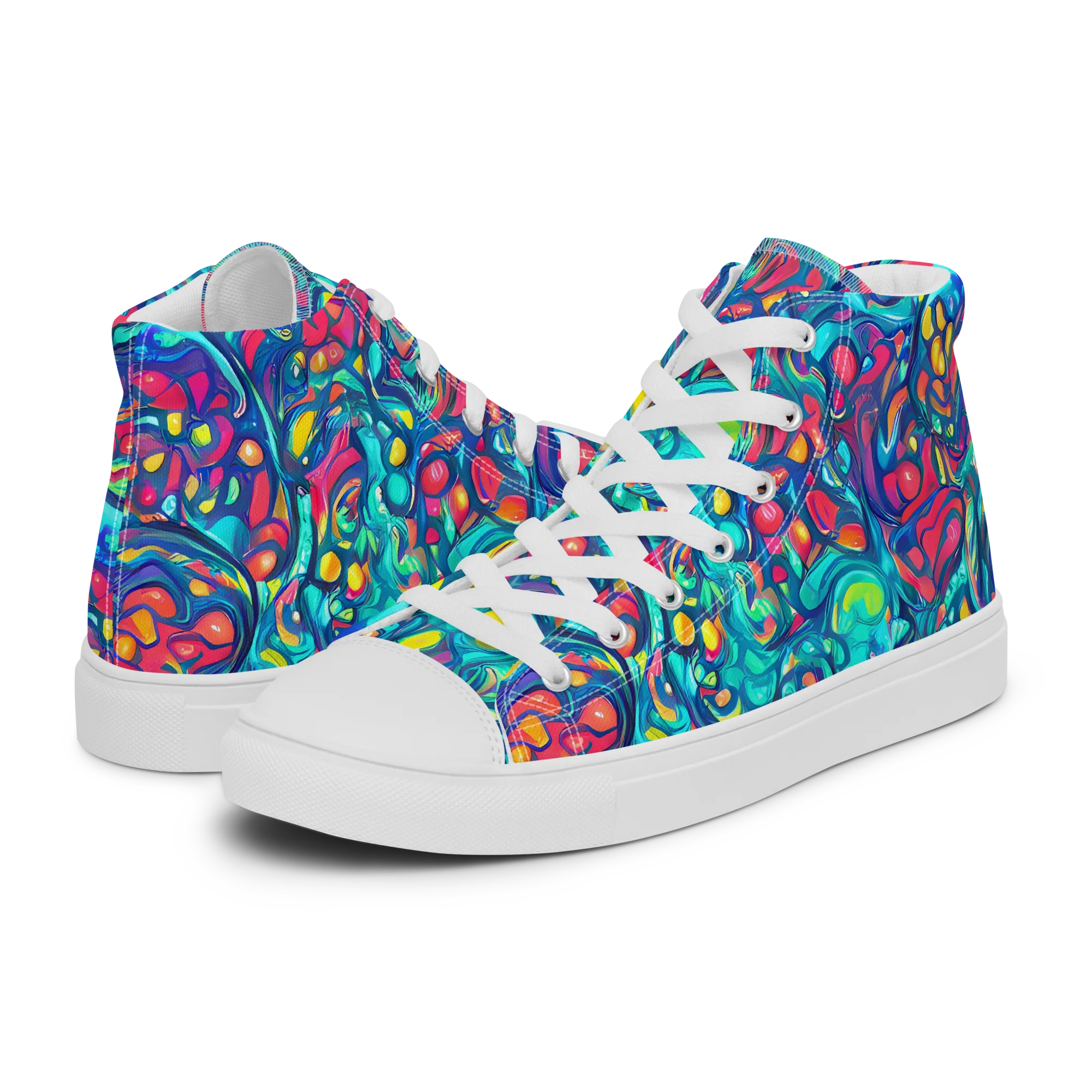 Turbulent Jewel on Women's High Top Canvas Shoes — Left