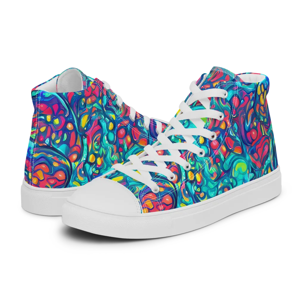 Turbulent Jewel on Women's High Top Canvas Shoes — Left
