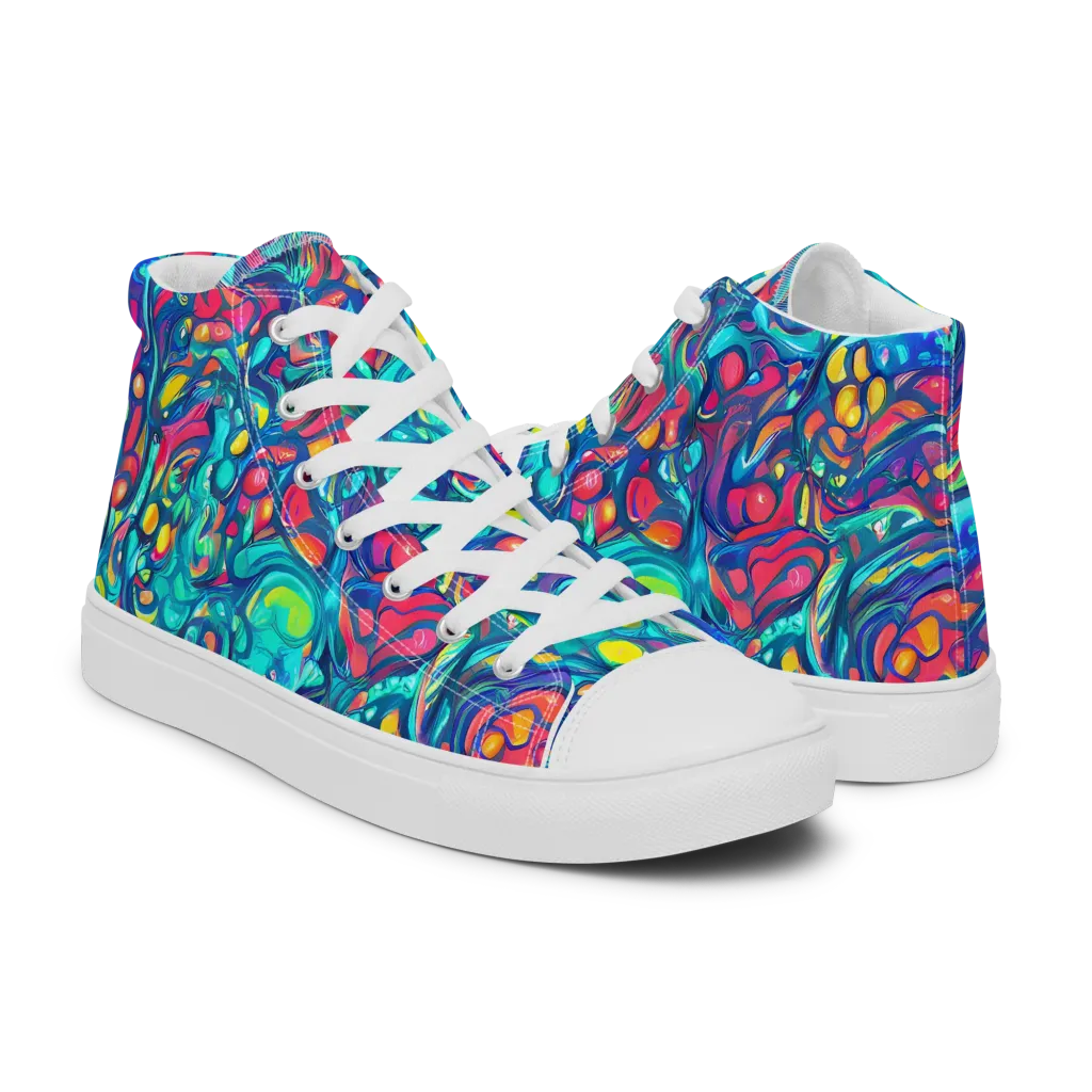 Turbulent Jewel on Women's High Top Canvas Shoes — Right