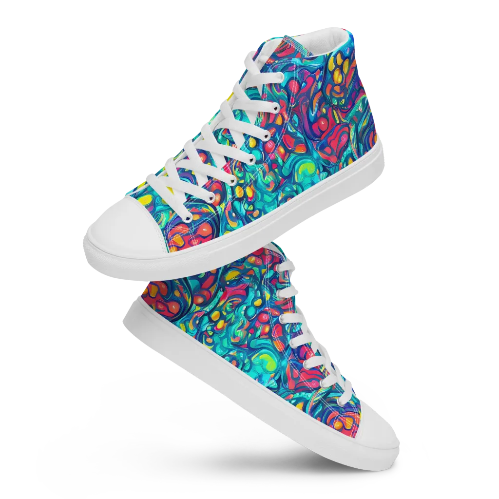 Turbulent Jewel on Women's High Top Canvas Shoes — Front