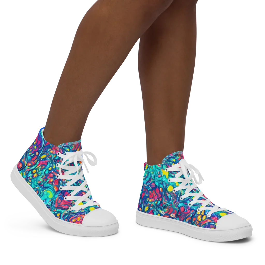 Turbulent Jewel on Women's High Top Canvas Shoes — Right