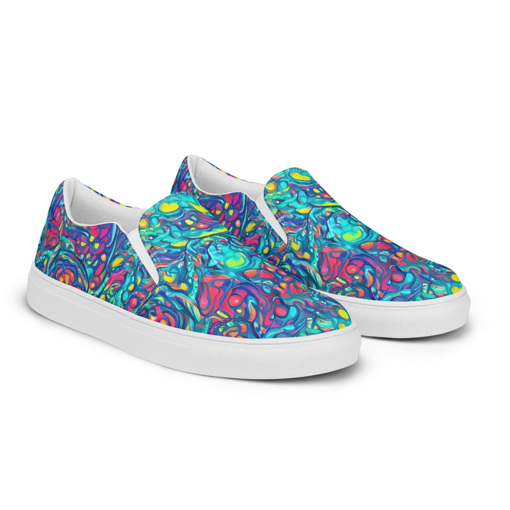 Turbulent Jewel on Women's Slip-On Canvas Shoes — Right Front