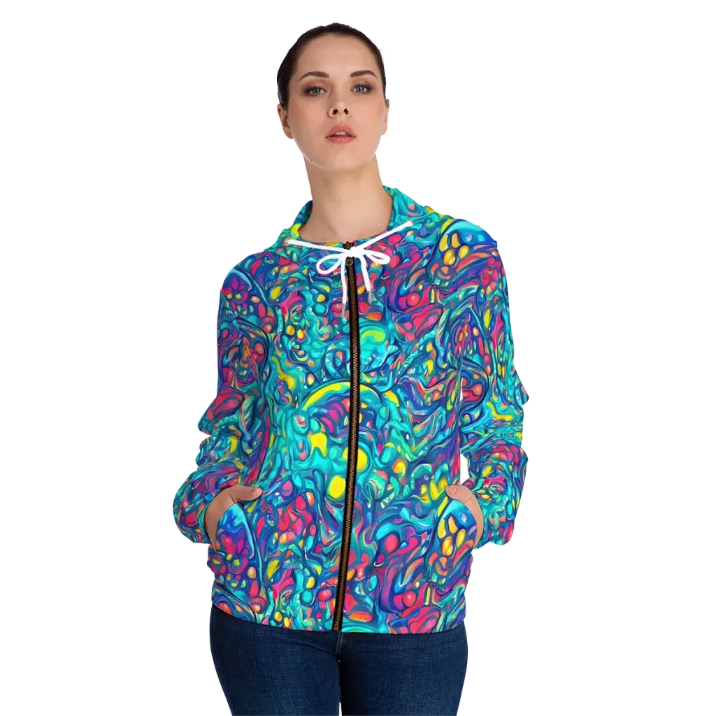 Turbulent Jewel on Women's Full-Zip Hoodie — Front On Person
