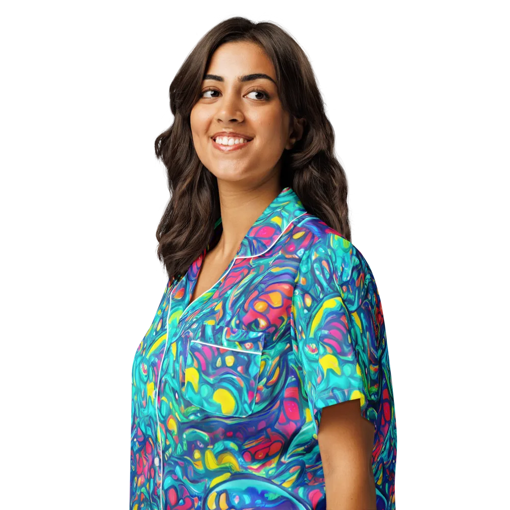 Turbulent Jewel on Women's Short Sleeve Pajama Top — Left Front