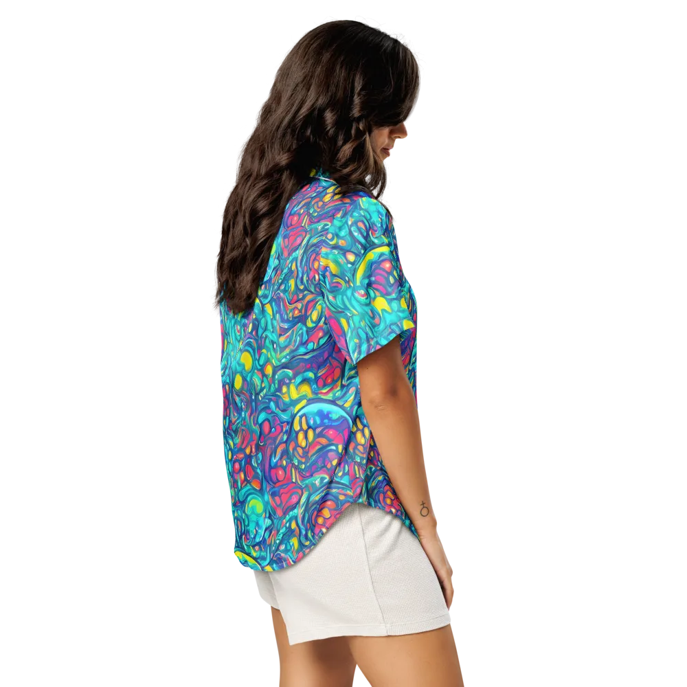 Turbulent Jewel on Women's Short Sleeve Pajama Top — Right Back