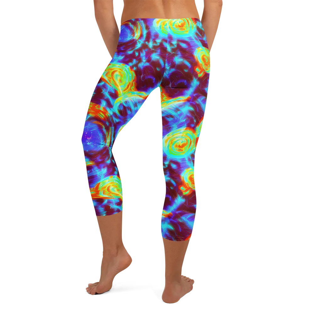 Cyan Fever on Capri Leggings — Back