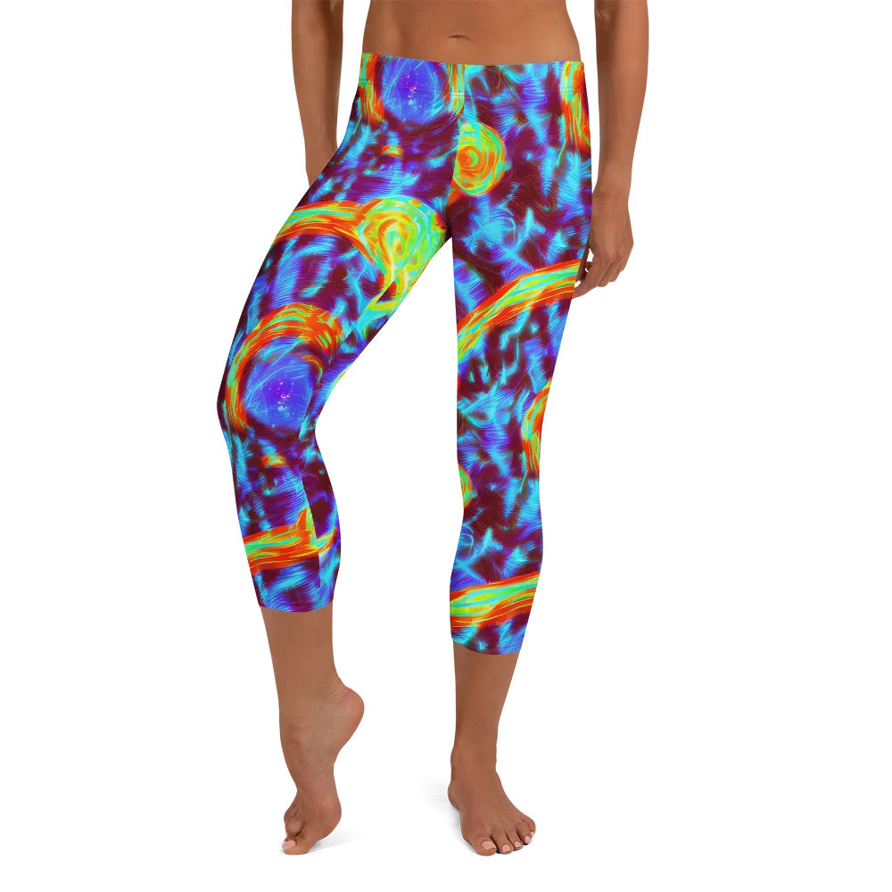 Cyan Fever on Capri Leggings — Front