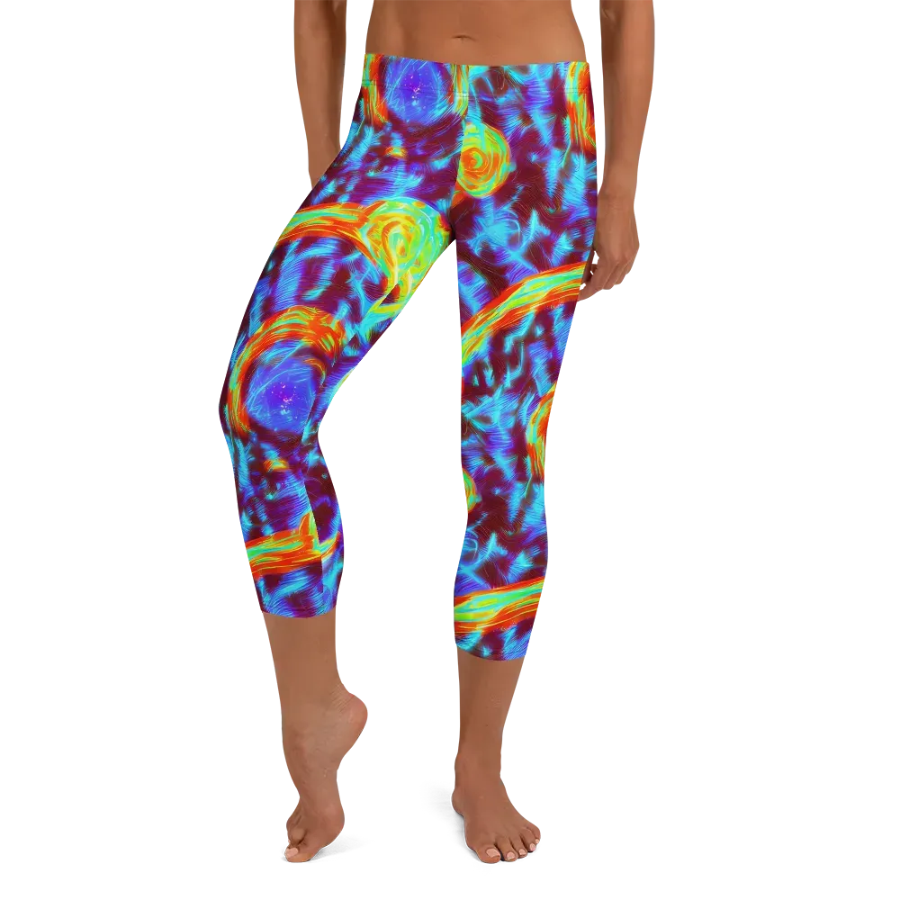 Cyan Fever on Capri Leggings — Front