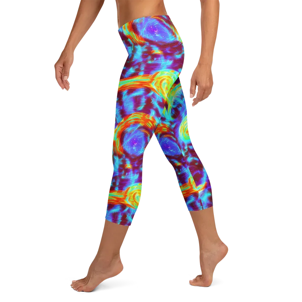 Cyan Fever on Capri Leggings — Left