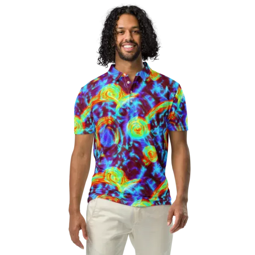 Cyan Fever on a Men's Slim Fit Polo Shirt