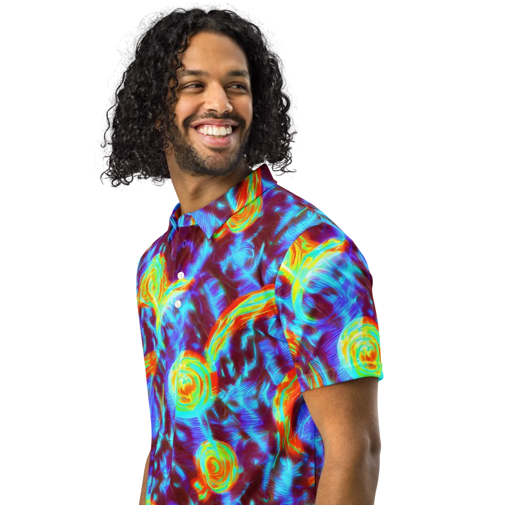 Cyan Fever on Men's Slim Fit Polo Shirt — Left Front