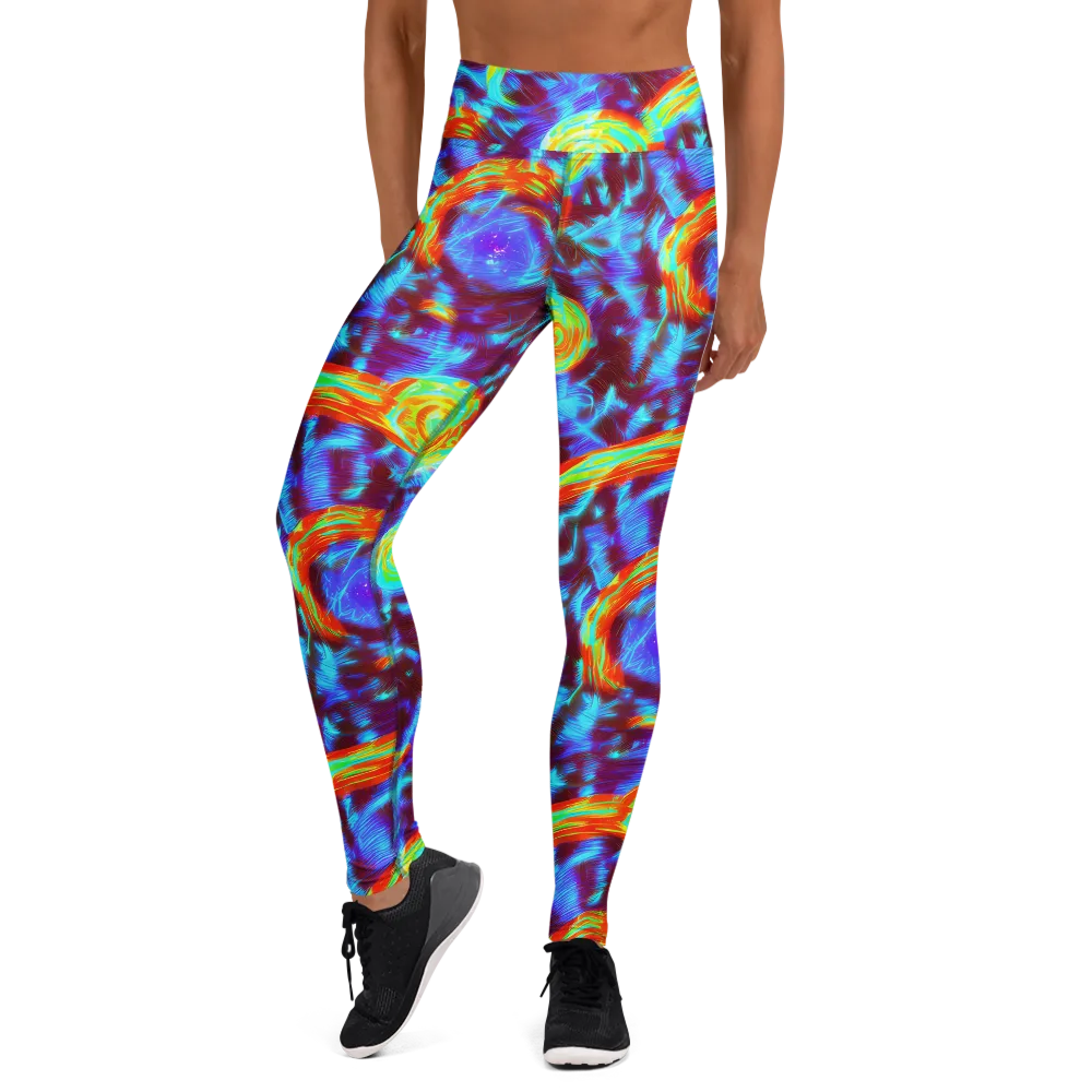 Cyan Fever on Yoga Leggings — Front