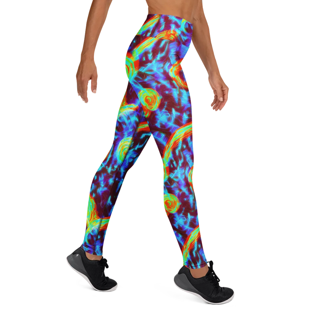 Cyan Fever on Yoga Leggings — Right
