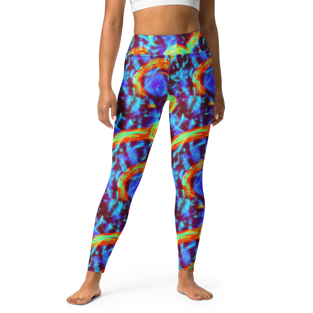 Cyan Fever on Yoga Leggings — Front