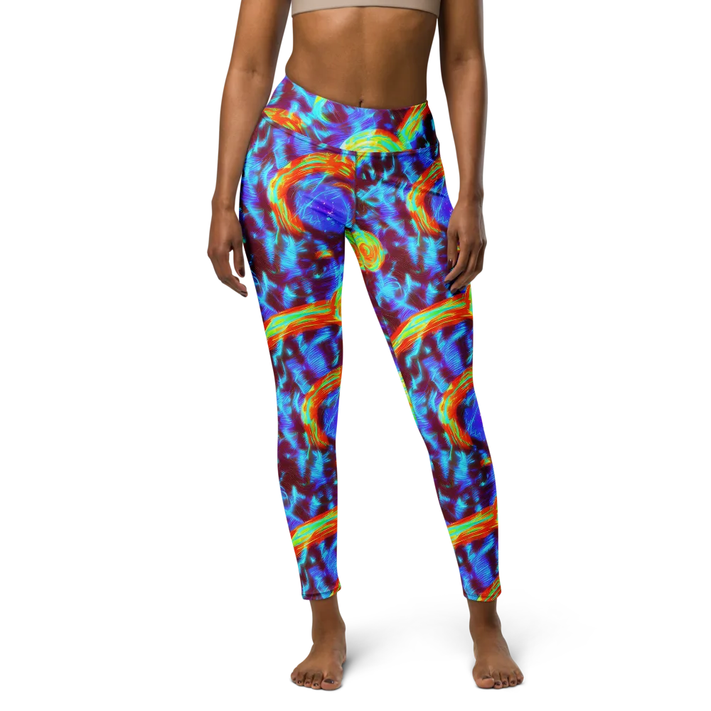 Cyan Fever on Yoga Leggings — Front