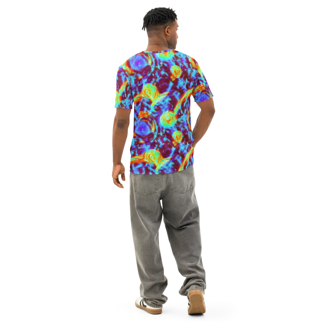 Cyan Fever on Men's Cotton Crew Neck T-Shirt — Back