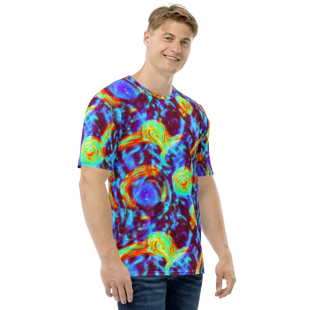 Cyan Fever on Men's Crew Neck T-Shirt — Right