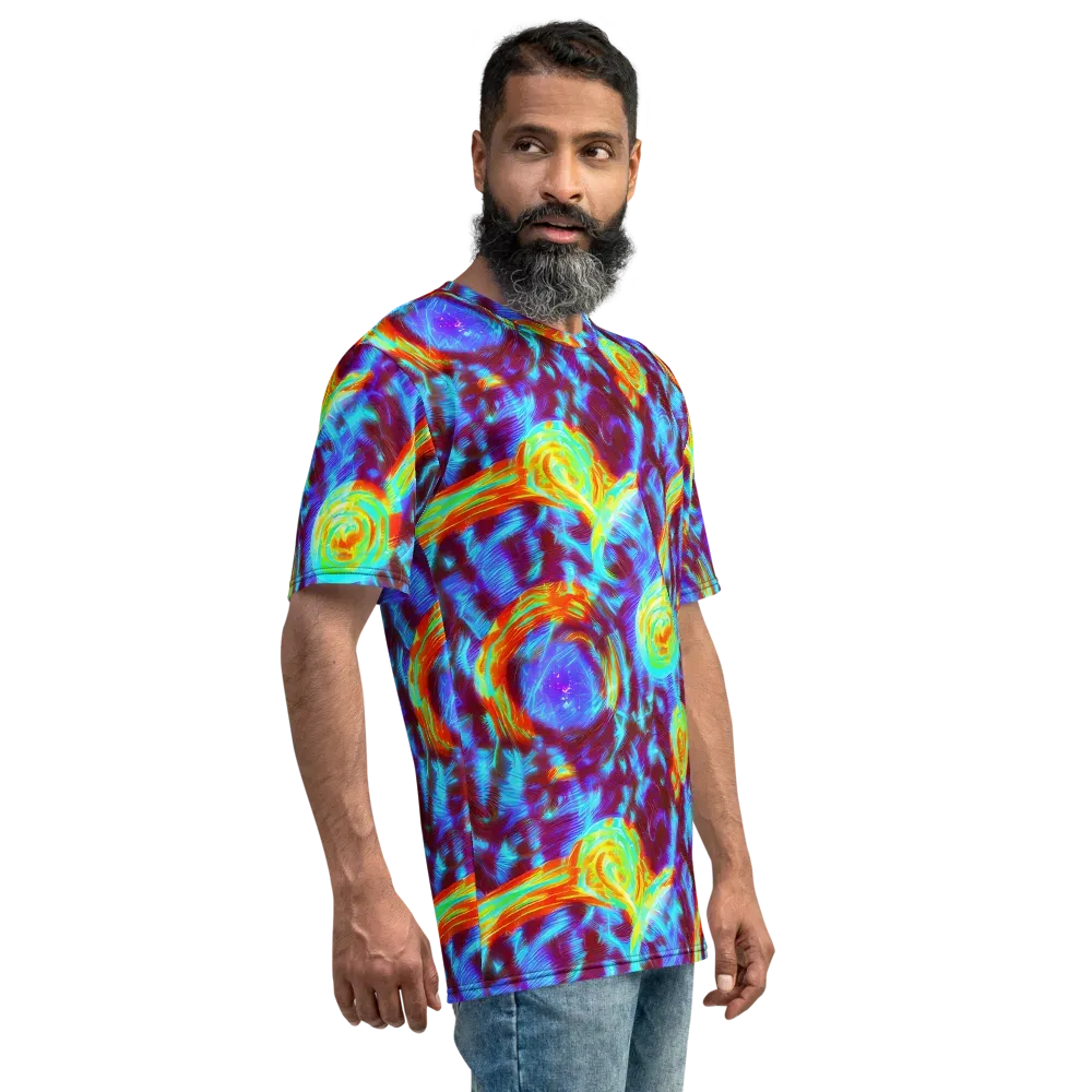 Cyan Fever on Men's Crew Neck T-Shirt — Right