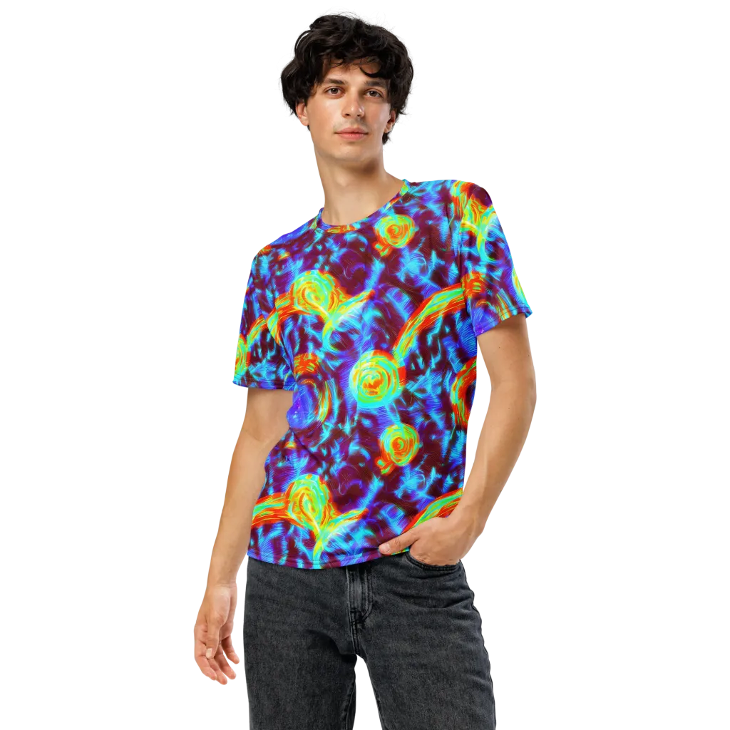 Cyan Fever on Men's Crew Neck T-Shirt — Front