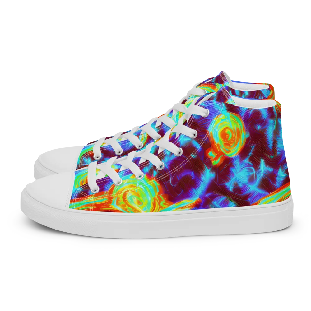Cyan Fever on Men's High Top Canvas Shoes — Left