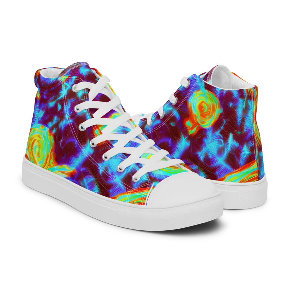 Cyan Fever on Men's High Top Canvas Shoes — Right
