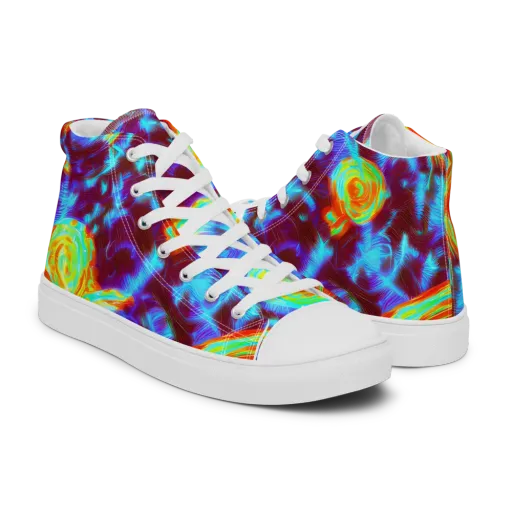 Cyan Fever on a Men's High Top Canvas Shoes