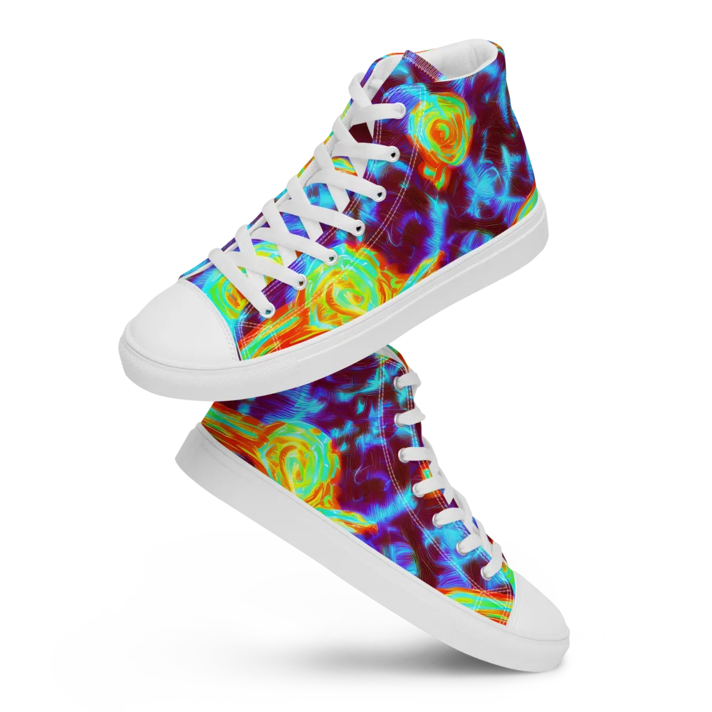 Cyan Fever on Men's High Top Canvas Shoes — Front