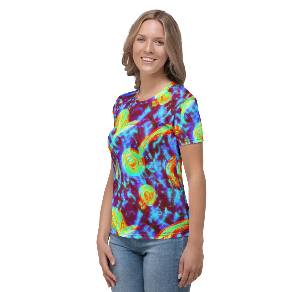 Cyan Fever on Women's Crew Neck T-Shirt — Left
