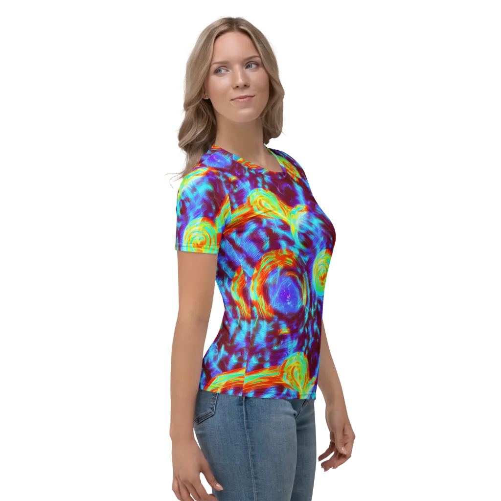 Cyan Fever on Women's Crew Neck T-Shirt — Right