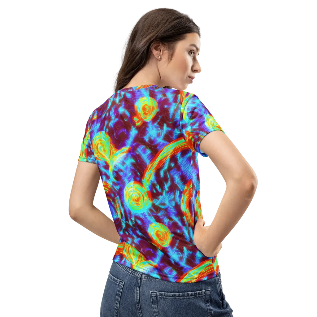 Cyan Fever on Women's Crew Neck T-Shirt — Back
