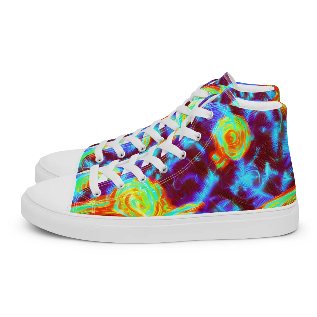 Cyan Fever on Women's High Top Canvas Shoes — Left